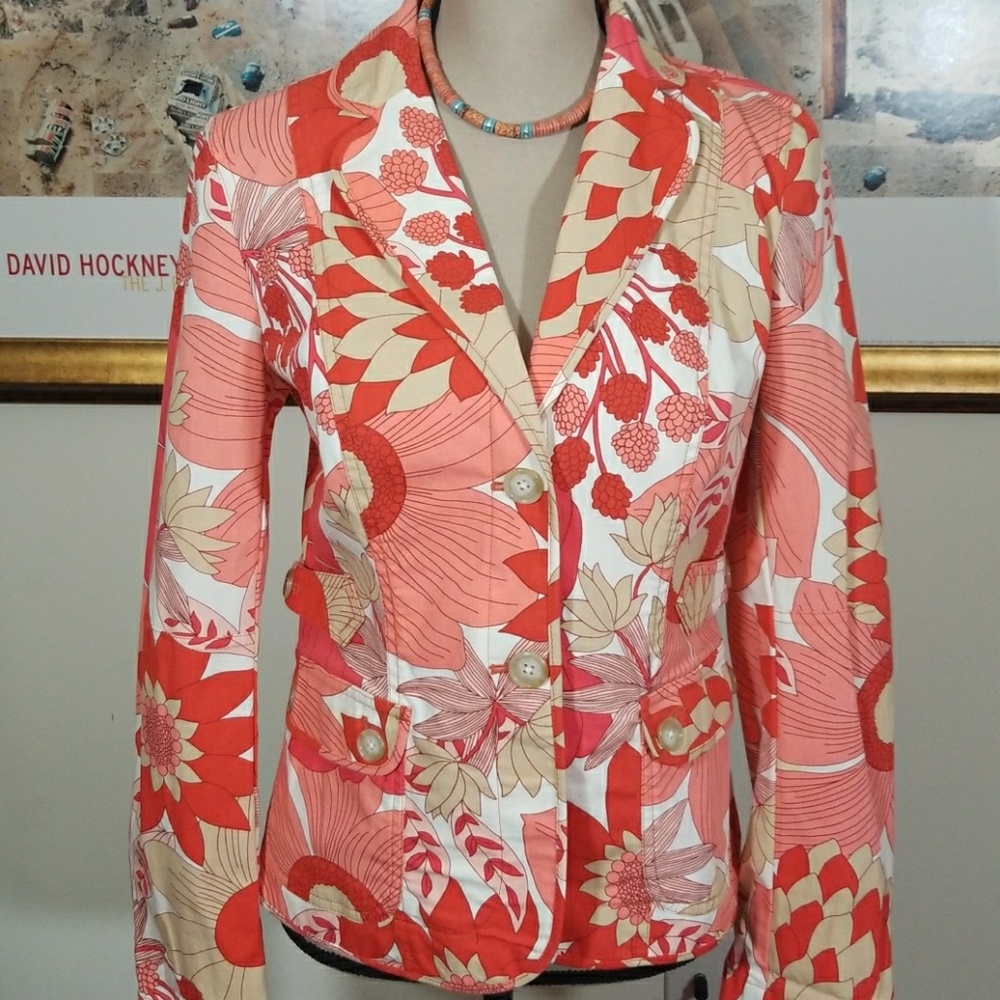 Ann Taylor Loft multicolor Floral Jacket. Size 6